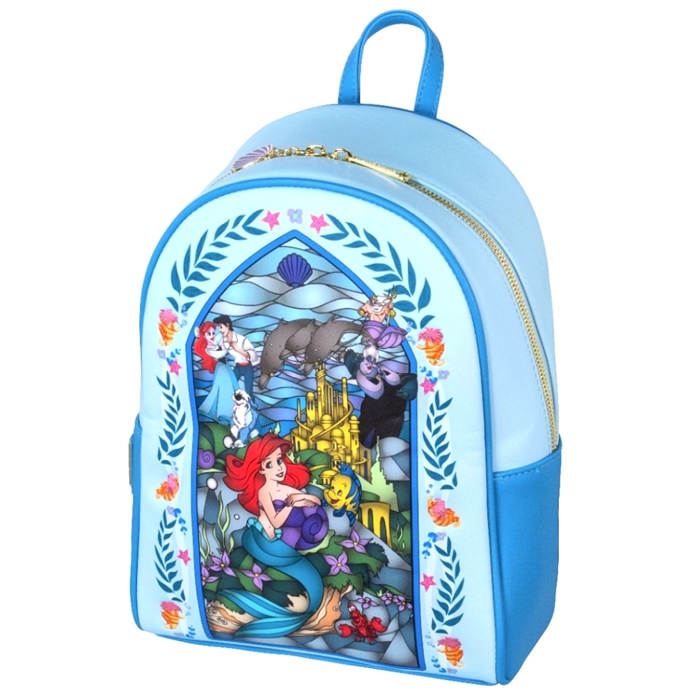 NEW Loungefly Disney Little Mermaid Stained Glass Blue Backpack | Ariel | Ursula